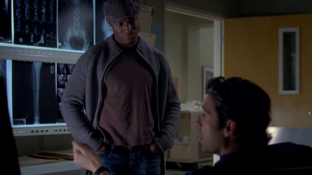 Still of Sam (played by Taye Diggs) talking to Derek (played by Patrick Dempsey) from Grey's Anatomy 5x15