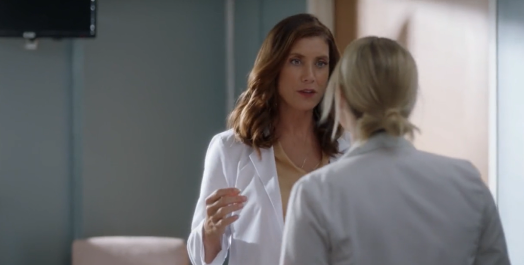 Still of Addison (played by Kate Walsh) meeting Jo (played by Camilla Luddington) from Grey's Anatomy 18x03